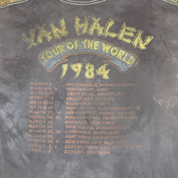 1984 Van Halen Grunge T Shirt Tour of The World Concert 80s Customized Band O/S - Picture 9 of 11